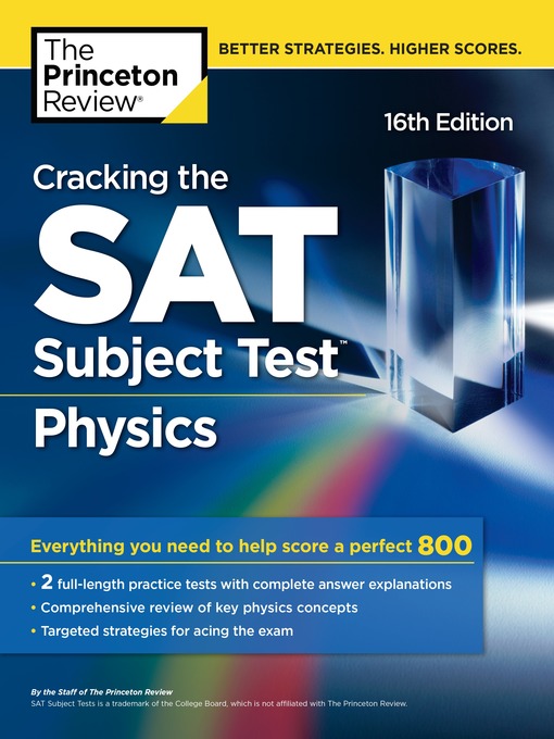 Title details for Cracking the SAT Subject Test in Physics, 1 by The Princeton Review - Available
